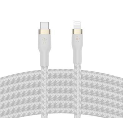 Belkin BOOST CHARGE™PRO Flex USB-C to Lightning Cable_Braided Silicone 10ft , 3M - White
