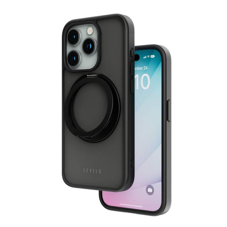 Levelo MagSafe Ringo Multi-Functional Kickstand Case For iPhone 15 Pro - Black