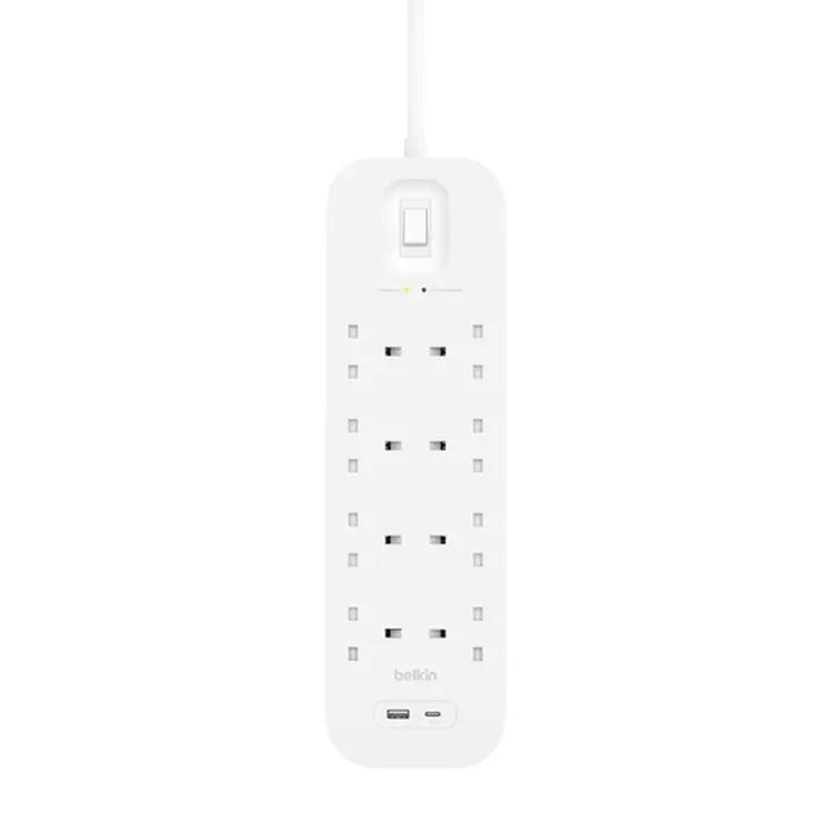 Belkin Connect Surge with USB-C and USB-A Ports 18W 8x AC Outlet - White