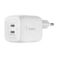 Belkin BOOST CHARGE PRO Dual USB-C GaN Wall Charger with PPS 45W - White