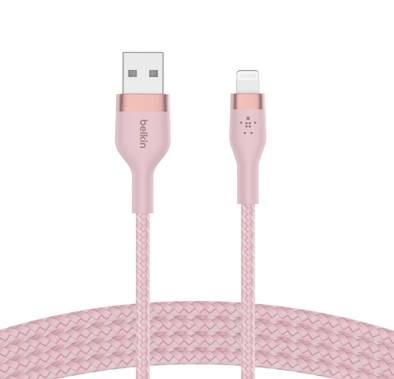 Belkin BOOST CHARGE™PRO Flex USB-A to Lightning Cable_Braided Silicone, 1M - Pink