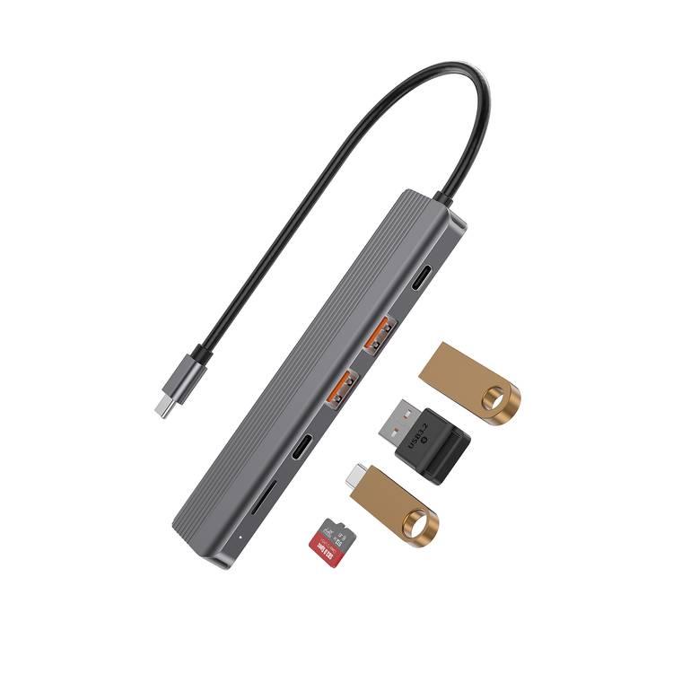 Powerology 6in1 USB-C Hub HDMI Type-C 100W PD USB MicroSD