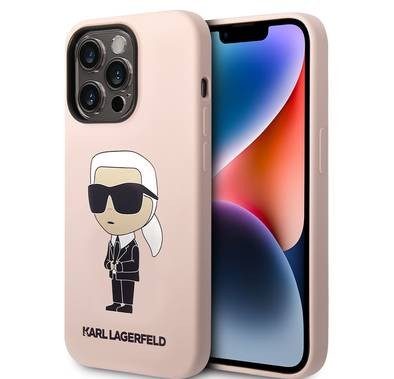 Karl Lagerfeld Silicon Hard Case with Ikonik NFT Logo for iPhone 15 Pro Max - Pink