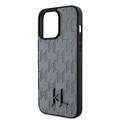 Karl Lagerfeld Hot Stamp Hard Case with Monogram KL Metal Logo for iPhone 15 Pro Max - Grey