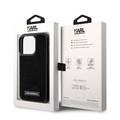 Karl Lagerfeld Rhinestone with Logo Metal Plate Case for iPhone 15 Pro - Black