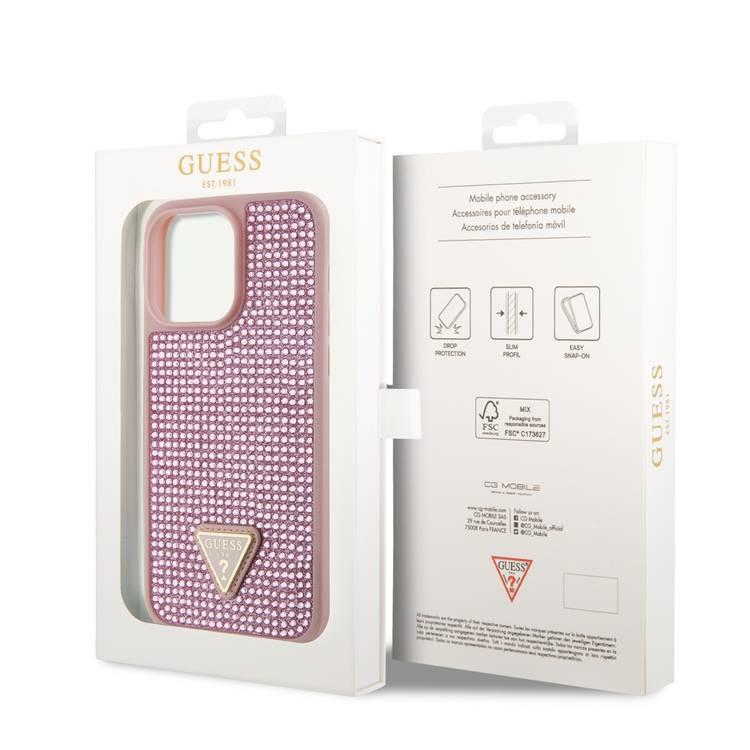 Guess Rhinestone Case with Triangle Logo  - Pink - iPhone 15 Pro Max