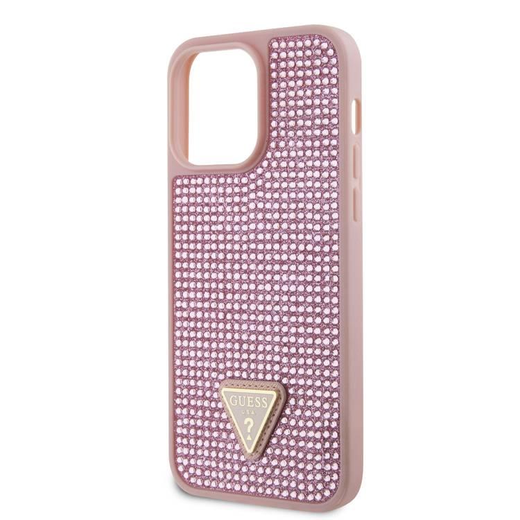 Guess Rhinestone Case with Triangle Logo  - Pink - iPhone 15 Pro Max