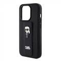 Karl Lagerfeld Saffiano Leather Grip Case With Karl Ikonik Logo - Black - iPhone 15 Pro Max