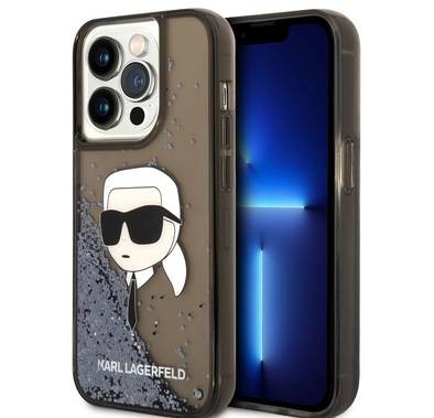 Karl Lagerfeld Liquid Glitter Case with NFT Karl Head - Black - iPhone 15 Pro