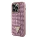 Guess Rhinestone Case with Triangle Logo  - Pink - iPhone 15 Pro