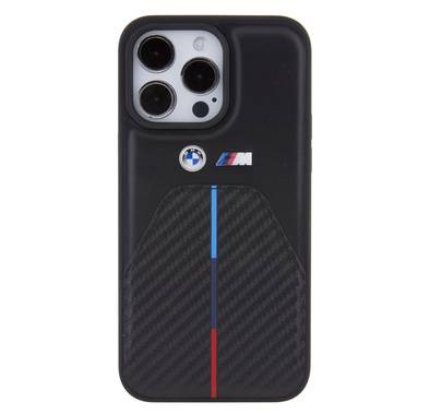 BMW M PU Leather & Carbon Case with Metal Logo for iPhone 15 Pro Max