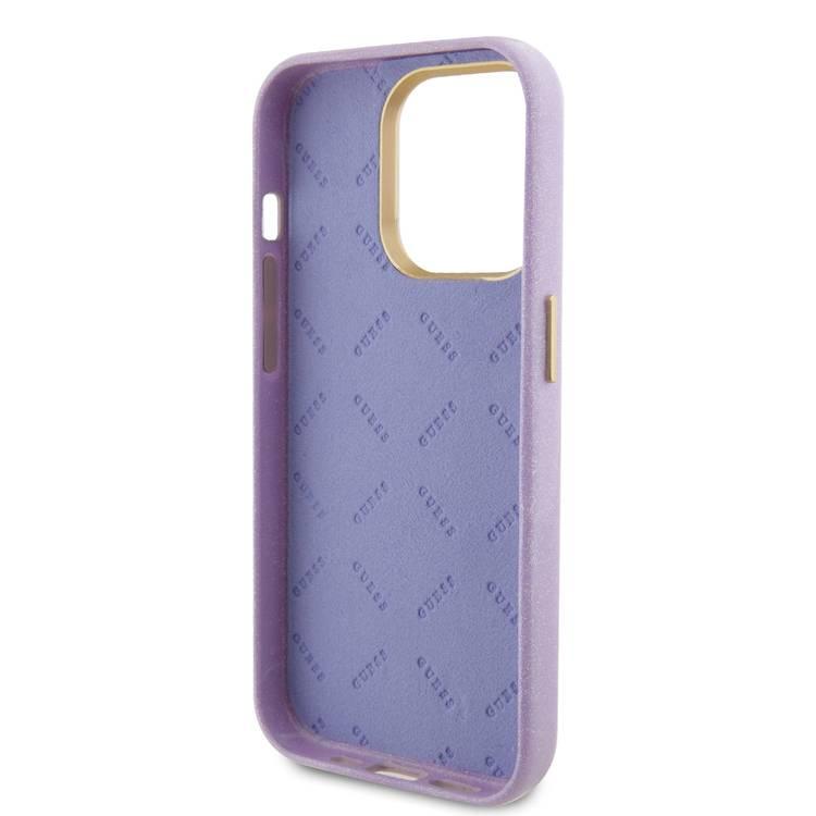 Guess PU Glitter Glossy Case with Guess Script Logo - Lilac - iPhone 15 Pro Max