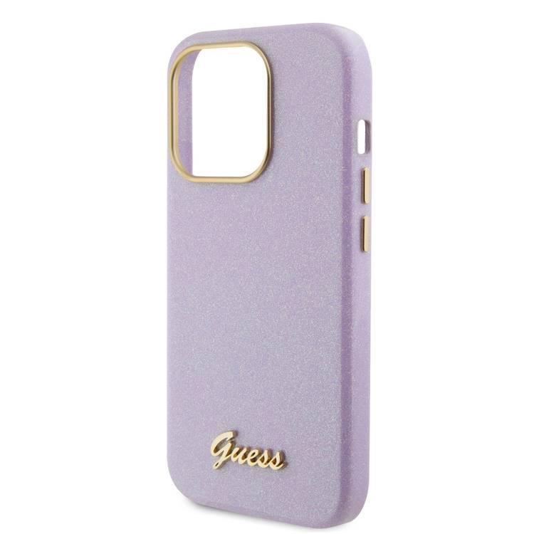 Guess PU Glitter Glossy Case with Guess Script Logo - Lilac - iPhone 15 Pro Max