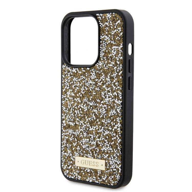 Guess Rhinestone Case with Metal Logo - Yellow - iPhone 15 Pro Max