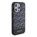 Guess Magsafe Leather Case with Gcube Stripe Pattern - Black - iPhone 15 Pro Max