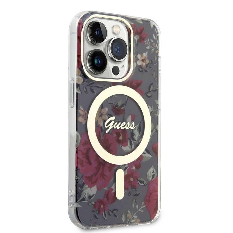 Guess Magsafe IML Case with Flower Pattern - Kaki - iPhone 15 Pro