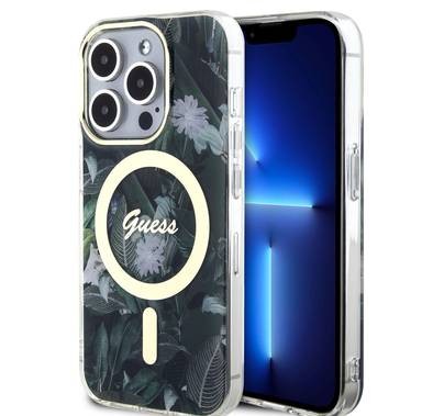 Guess Magsafe IML Case with Jungle Pattern - Kaki - iPhone 15 Pro