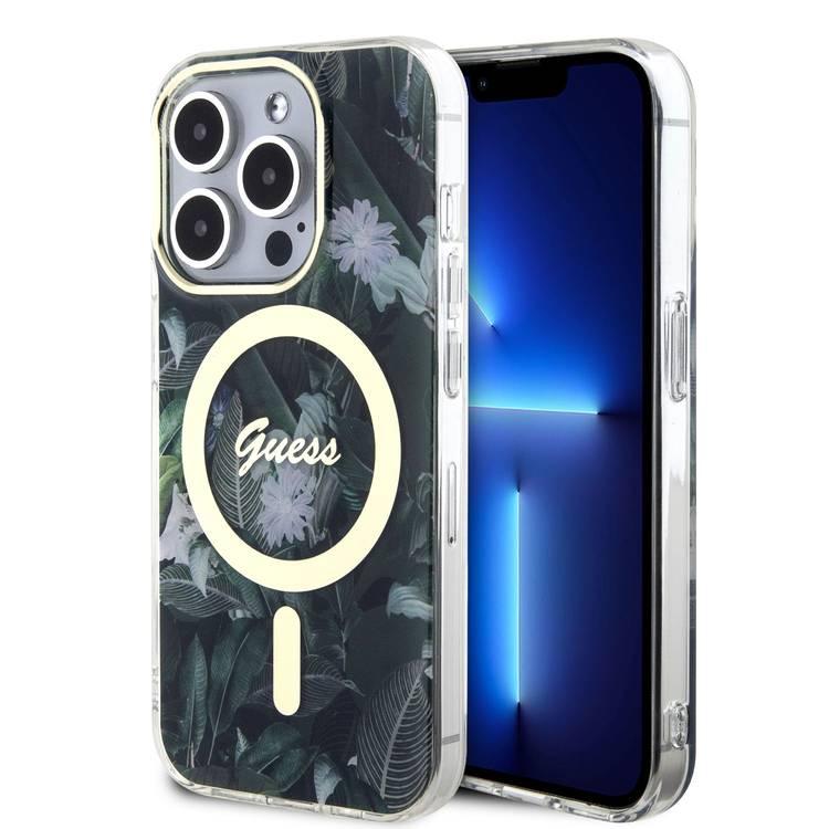 Guess Magsafe IML Case with Jungle Pattern - Kaki - iPhone 15 Pro