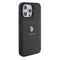U.S.Polo Assn. PU HS Pattern DH Stripe Hard Case for iPhone 15 Series - Black - iPhone 15 Pro Max