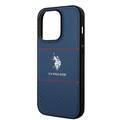 U.S.Polo Assn. PU HS Pattern DH Stripe Hard Case for iPhone 15 Series - Navy - iPhone 15 Pro
