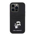Karl Lagerfeld Saffiano Case with Cardslots and Karl Legerfeld Choupette Heads Metal Pin - Black - iPhone 15 Pro Max