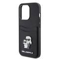 Karl Lagerfeld Saffiano Case with Cardslots and Karl Legerfeld Choupette Heads Metal Pin - Black - iPhone 15 Pro Max