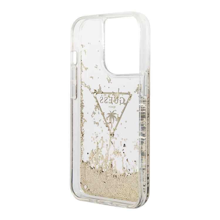Guess HC Liquid Glitter Case with Triangle Guess Logo - Transparent - iPhone 15 Pro