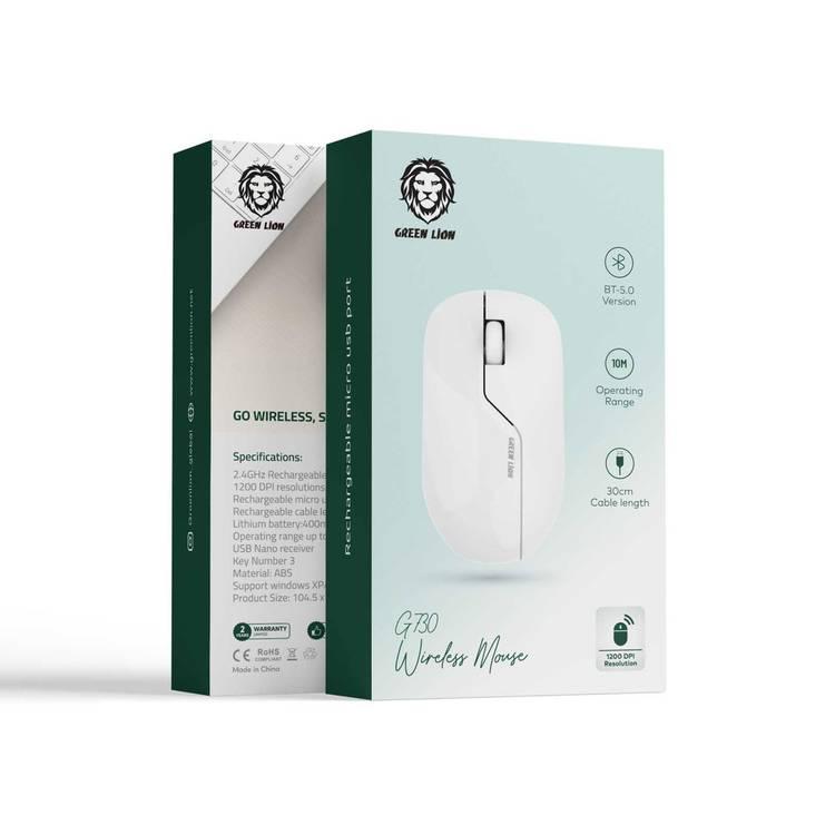 Green Lion G730 Wireless Mouse  - White