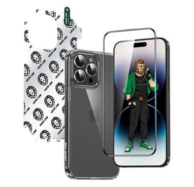 Green Lion 4 in 1 Defender Pack For iPhone 15 Pro - Transparent
