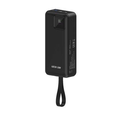 Green Lion Power Tank Power Bank 30000mAh PD 22.5W with Fast Charging Cable - Black