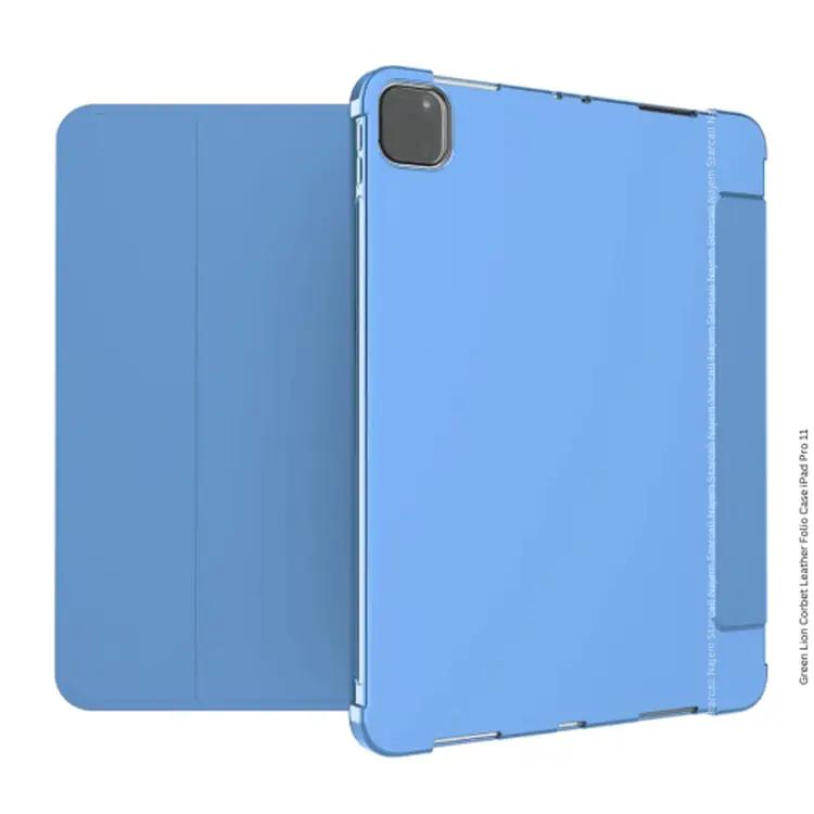 Green Lion Corbet Leather Folio Case for iPad Pro 12.9  2021 - Blue