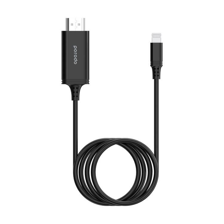 Porodo Lightning to HDMI Cable - Black - 2m to 3.9m