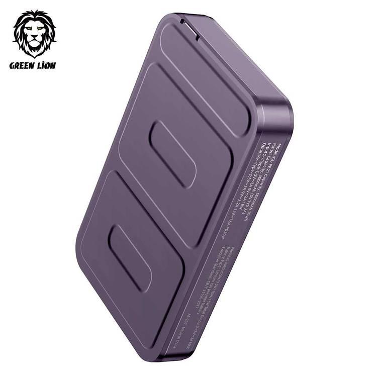 Green Lion 3 in 1  Transparent Magsafe Power Bank 5000mAh PD 20W - Purple
