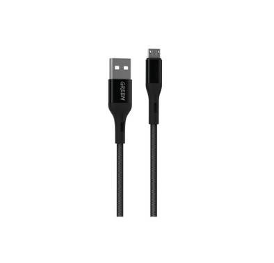 Green Lion USB-A to Micro USB Braided Charging Cable  1M - Black