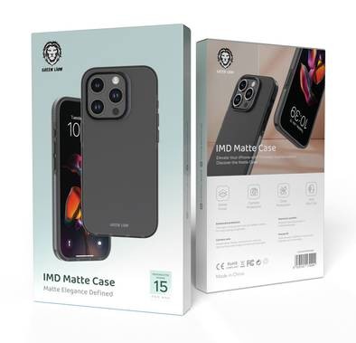 Green Lion IMD Matte Case For iPhone 15 Pro Max - Black