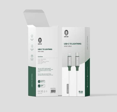 Green Lion PVC USB-C to Lightning Wide Cable  1M PD 20W - White