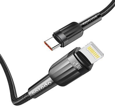 Porodo Braided 1M PD20W USB-C to Lightning Fast charging Cable - Black
