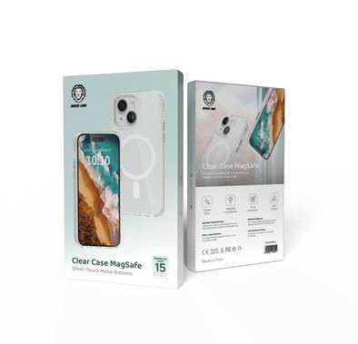 حافظة هاتف iPhone 15 من Green Lion لـ MagSafe مزودة بأزرار معدنية - صافي - ايفون 15