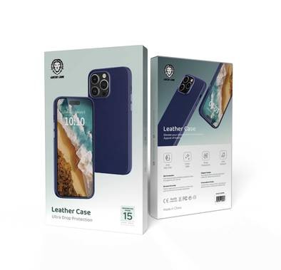 Green Lion iPhone 15 Pro Max For Leather Case - Blue