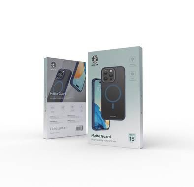 جراب Green Lion لهاتف iPhone 15 Pro Matte Guard عالي الجودة هجين MagSafe - أزرق