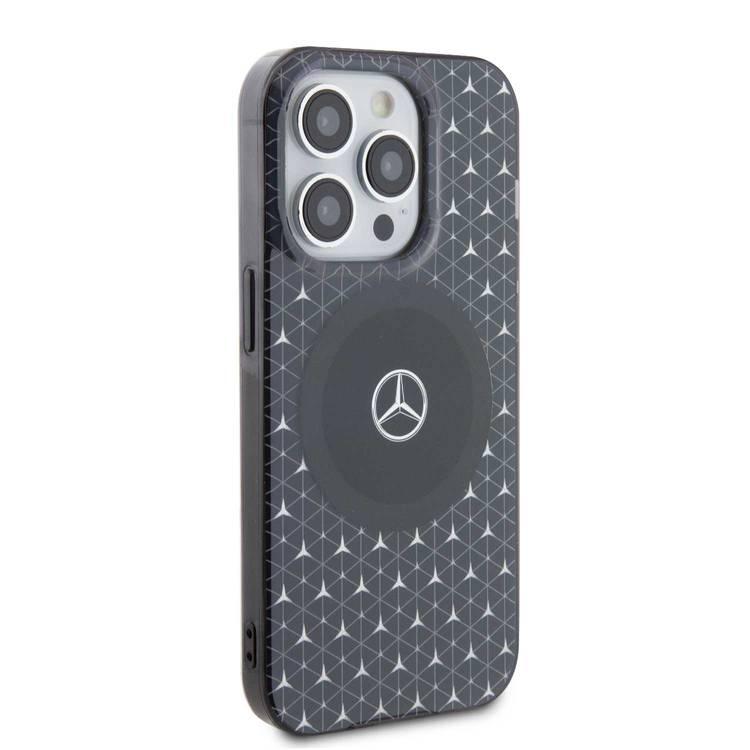 Mercedes-Benz iPhone 15 Pro Magsafe Double Layer Case With Mini Stars Pattern - Black