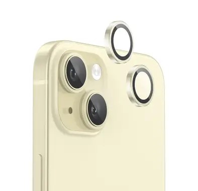 عدسة كاميرا Green Lion لهاتف iPhone 15 / iPhone 15 Plus بدقة HD Plus - أصفر فاتح