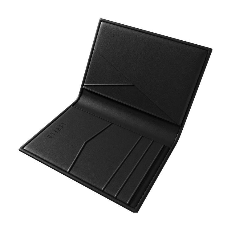 Levelo Bifold Black Genuine Leather Pocket Organizer  - medium