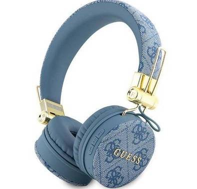 Guess Wireless Headphones 4G PU Leather with Metal Logo - Blue