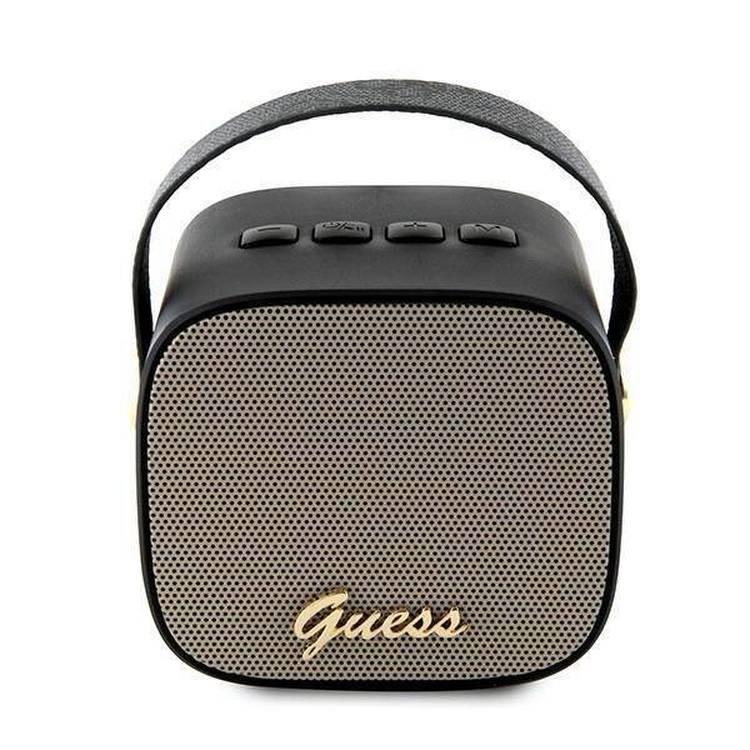 Guess Wireless Speaker with Handle 5W PU 4G Leather Script Logo - Black