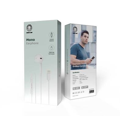Green Lion Wired Mono Earphone with Lightning Connector - White