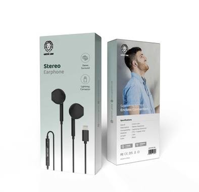 Green Lion Wired Stereo Earphones with Lightning Connector - Black