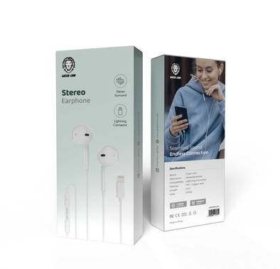 Green Lion Wired Stereo Earphones with Lightning Connector - White