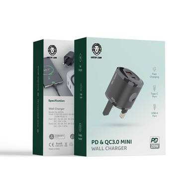 Green Lion PD+QC 20W One-Way Solution Mini Wall Charger  - Black