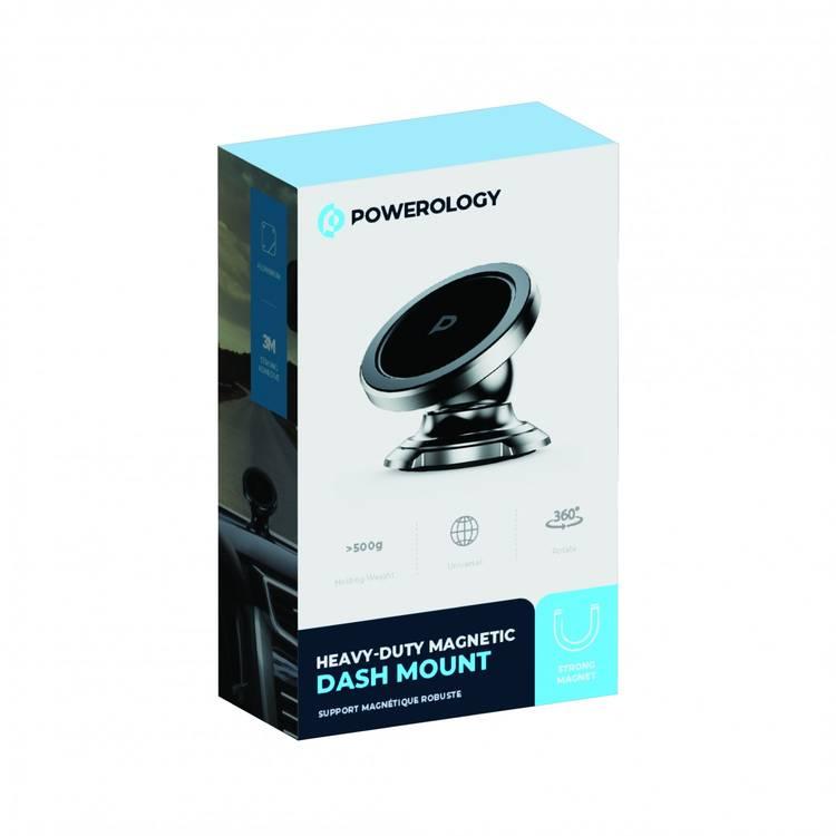 Powerology Heavy Duty Magnetic Car Mount 360 Rotatable with 3M Metal Plates - Silver
